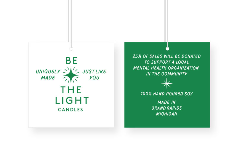 Hangtag Design for Be the Light candles